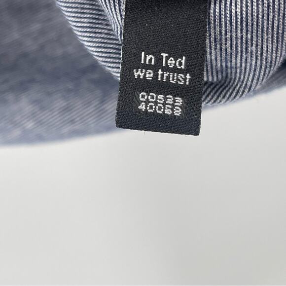 Ted Baker London 100% Cotton Polo Heathered Blue Pull Over Style Size Large - Picture 7 of 7